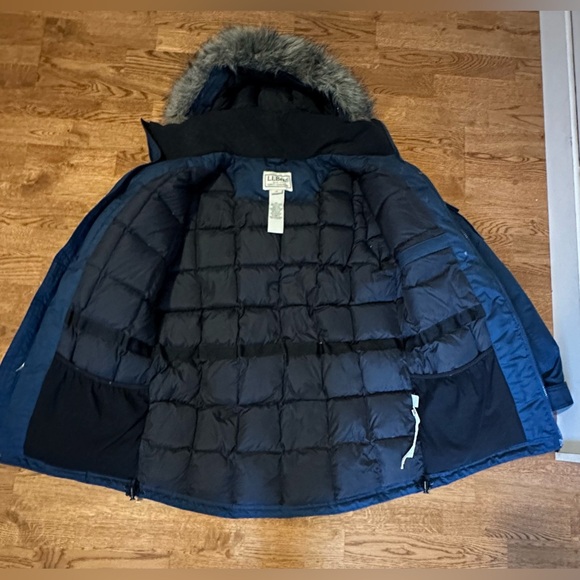 LL Bean Down Parka Baxter Downtek Puffer Jacket with removable Fur Hood Size S - Picture 6 of 14